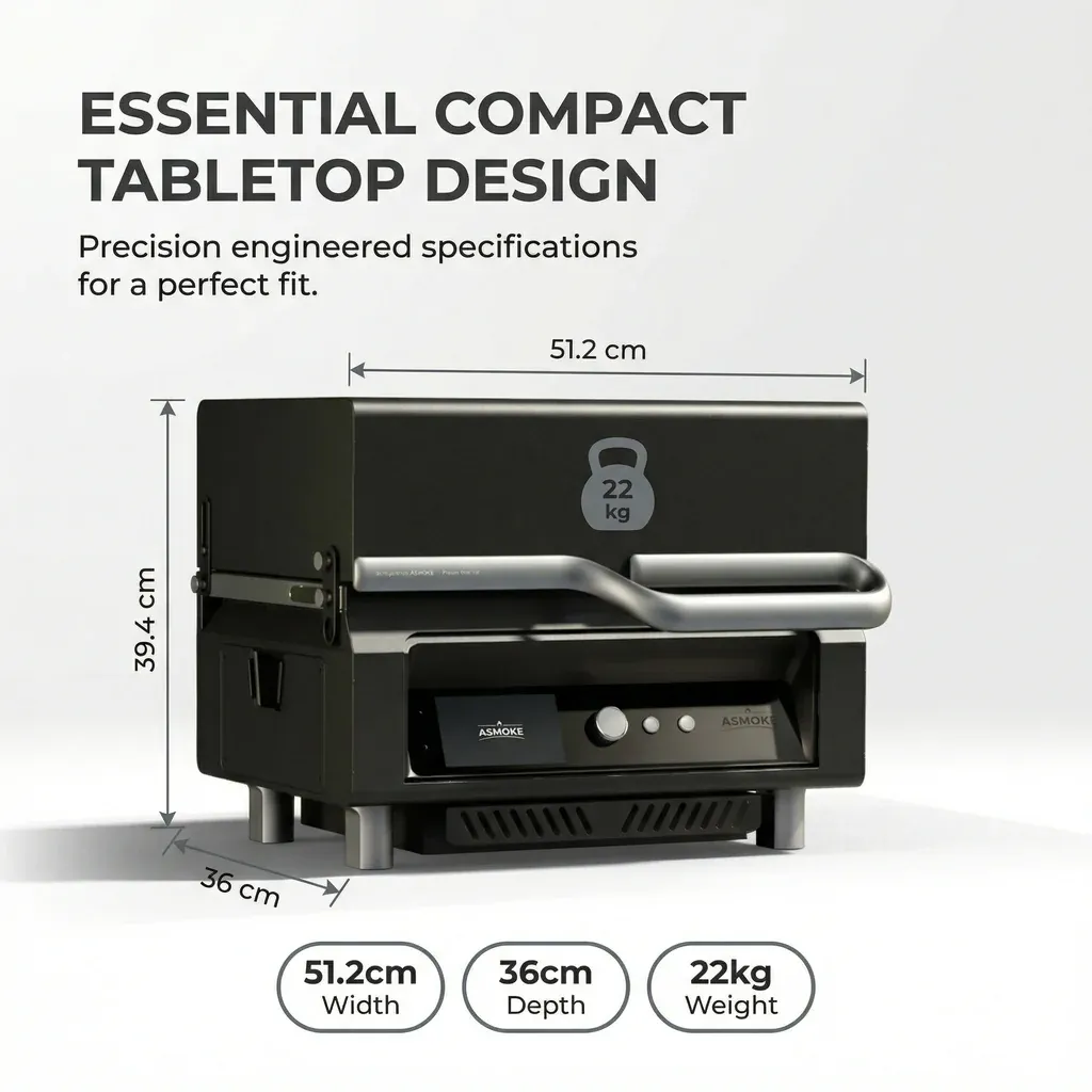 ASMOKE Essential Portable Wireless Pellet Smoker - Battery Powered 8-in-1 Mini BBQ Grill with Smart Temp Control & Meat Probe for Camping & RV - Image 3