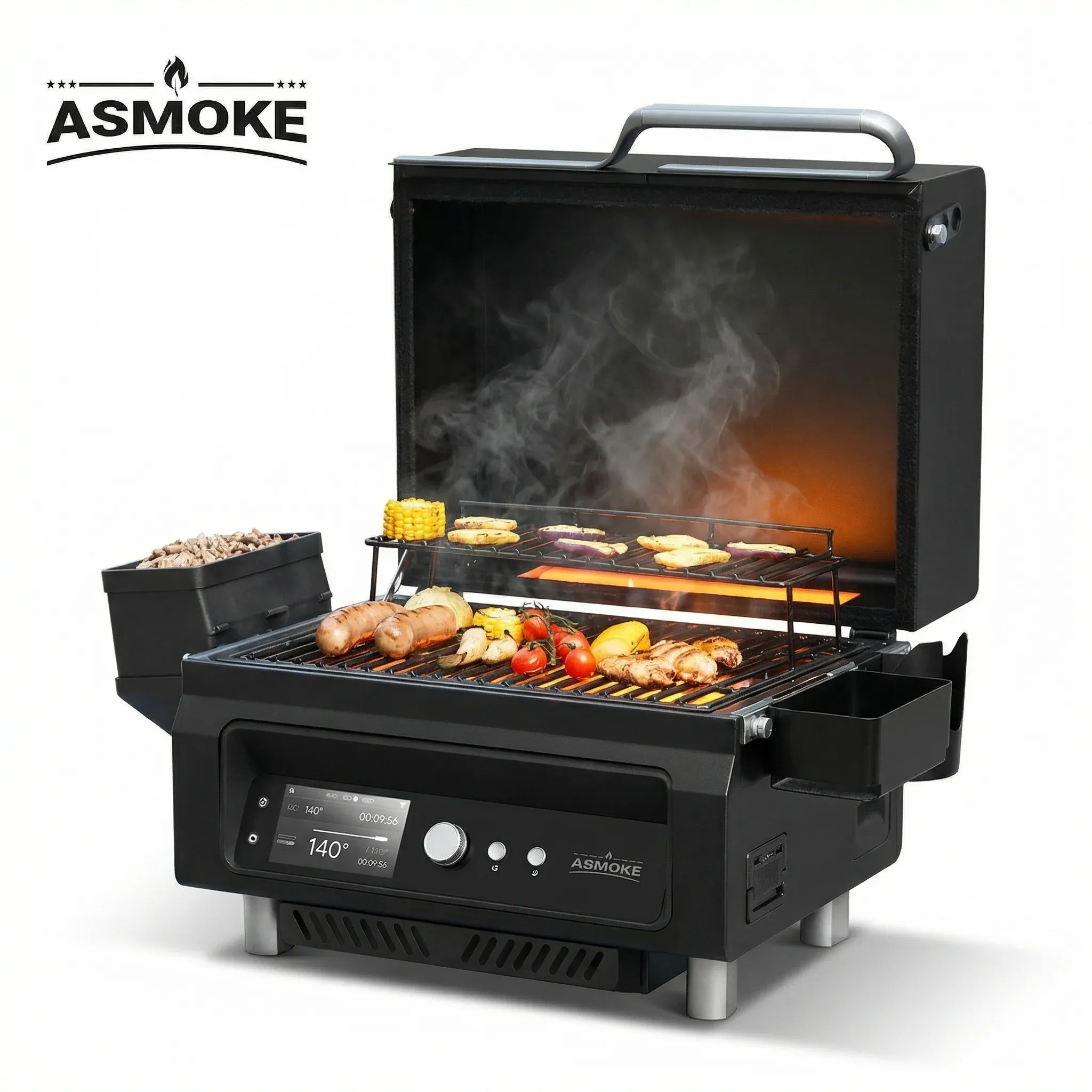 ASMOKE Essential Portable Wireless Pellet Smoker - Battery Powered 8-in-1 Mini BBQ Grill with Smart Temp Control & Meat Probe for Camping & RV - Image 4