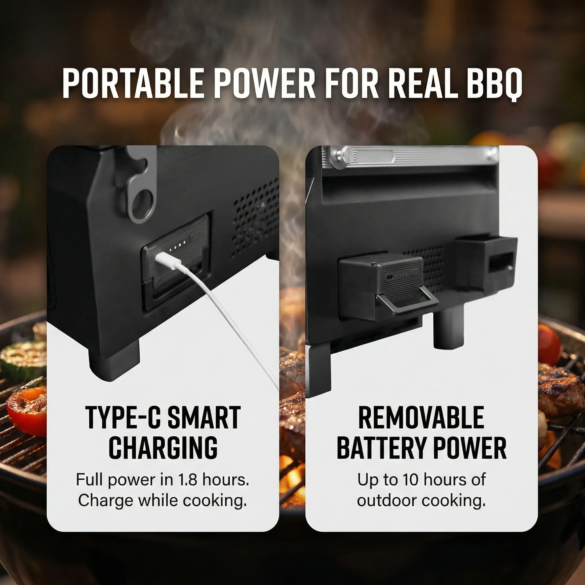 ASMOKE Essential Portable Wireless Pellet Smoker - Battery Powered 8-in-1 Mini BBQ Grill with Smart Temp Control & Meat Probe for Camping & RV - Image 7
