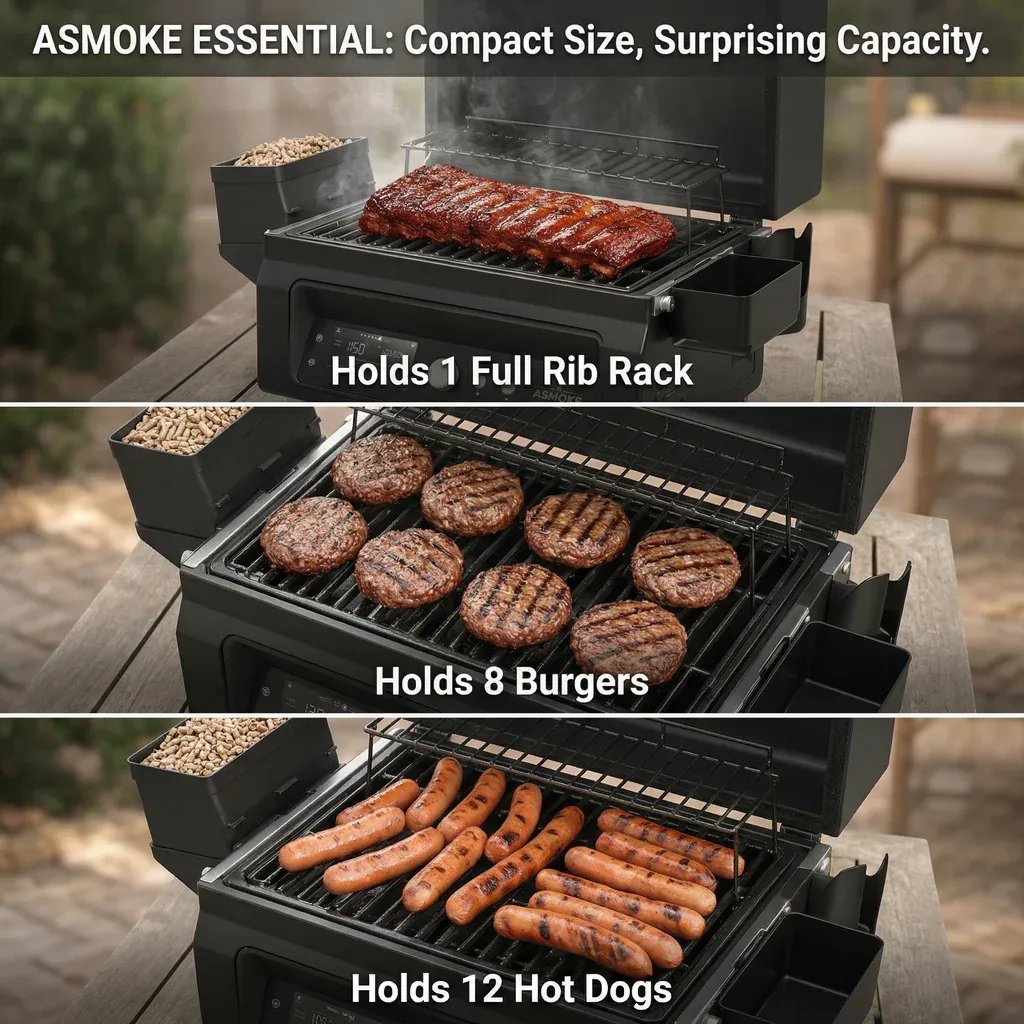 ASMOKE Essential Portable Wireless Pellet Smoker - Battery Powered 8-in-1 Mini BBQ Grill with Smart Temp Control & Meat Probe for Camping & RV - Image 8