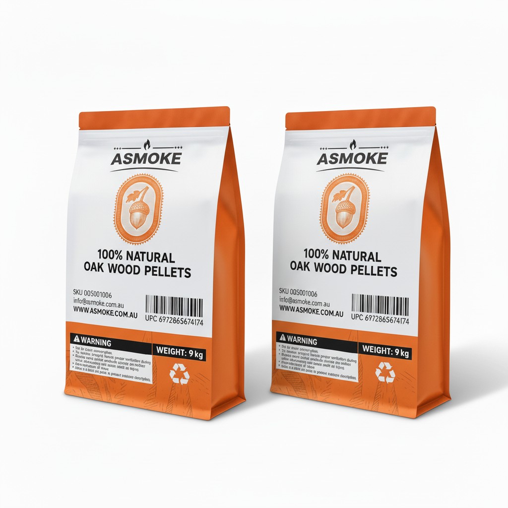 ASMOKE 100% Natural Premium Oak Wood BBQ Pellets for Smoker & Grill (9kg / 20lbs) x2 - Image 1