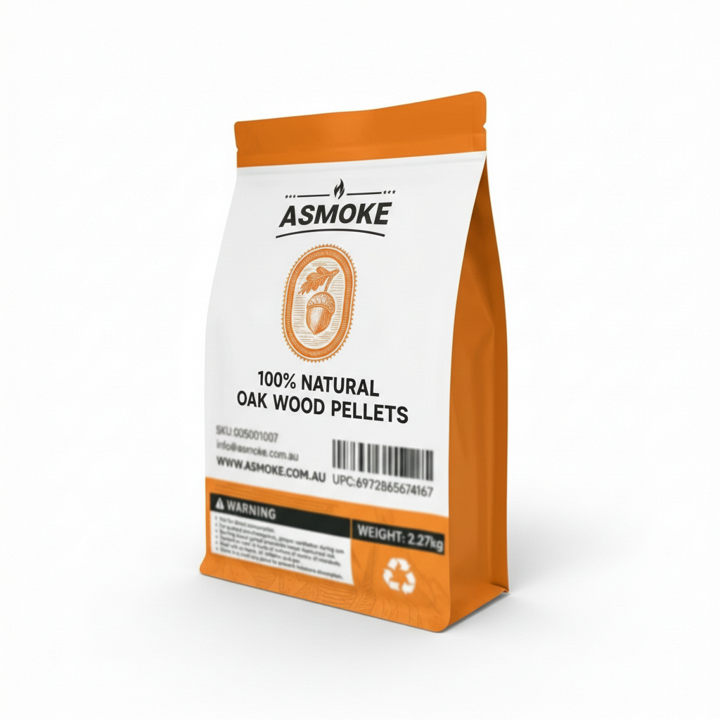 ASMOKE 100% Natural Oak Wood BBQ Pellets (2.27kg) - High Heat Hardwood for Brisket & Pizza Ovens - Image 1