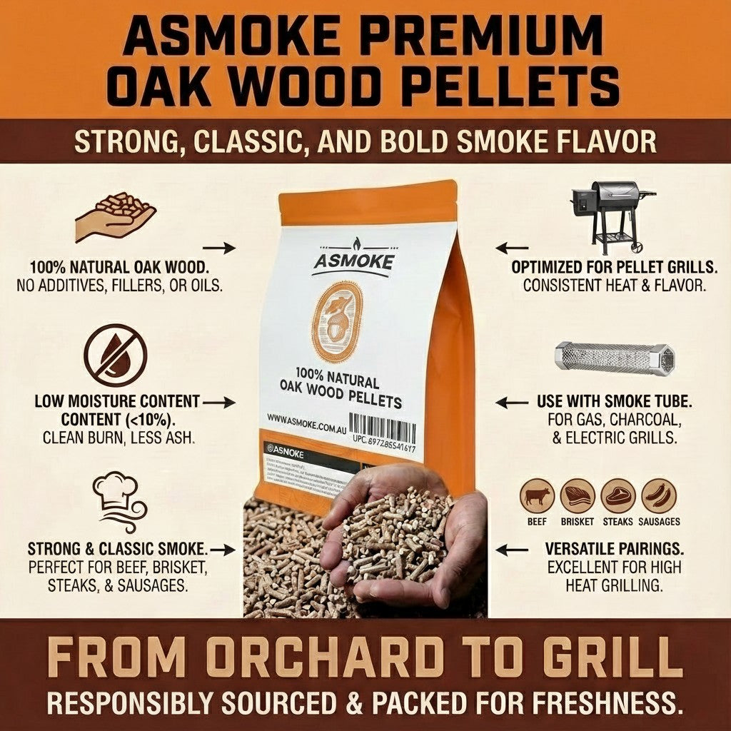 ASMOKE 100% Natural Oak Wood BBQ Pellets (2.27kg) - High Heat Hardwood for Brisket & Pizza Ovens - Image 3