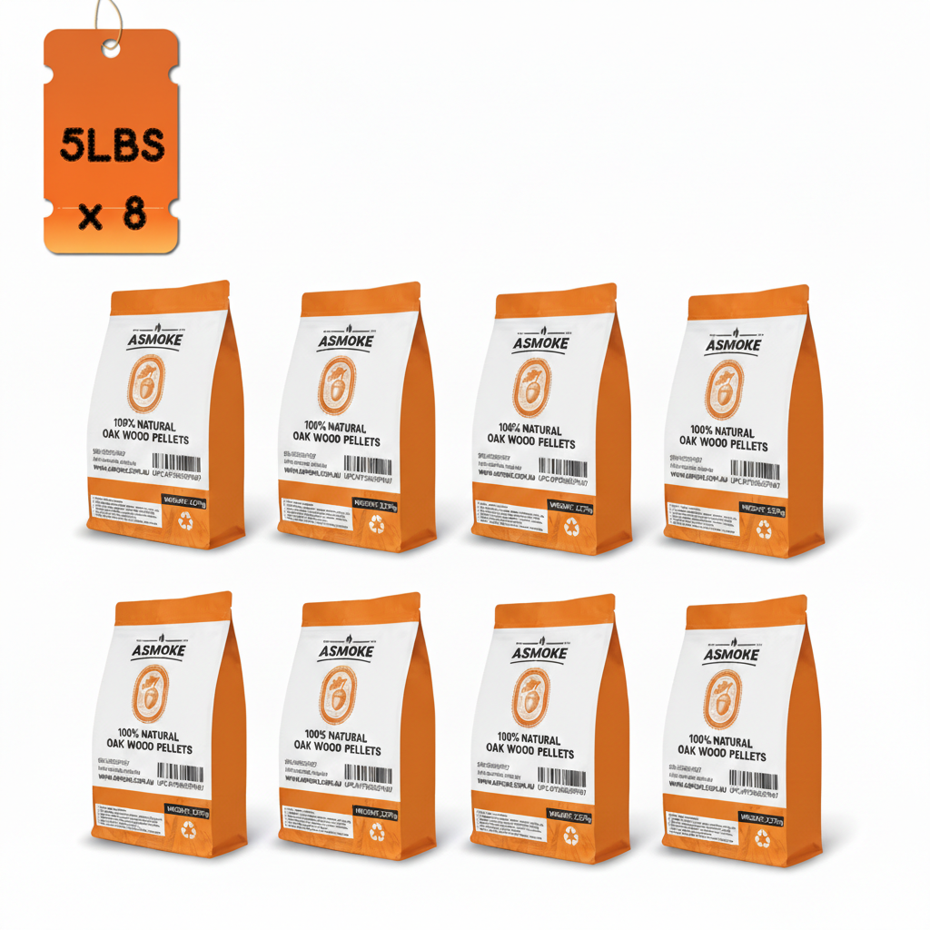 ASMOKE 19kg (40lbs) Premium Oak Wood BBQ Smoker Pellets Bulk Bundle (8 x 2.27kg Bags) - Image 1