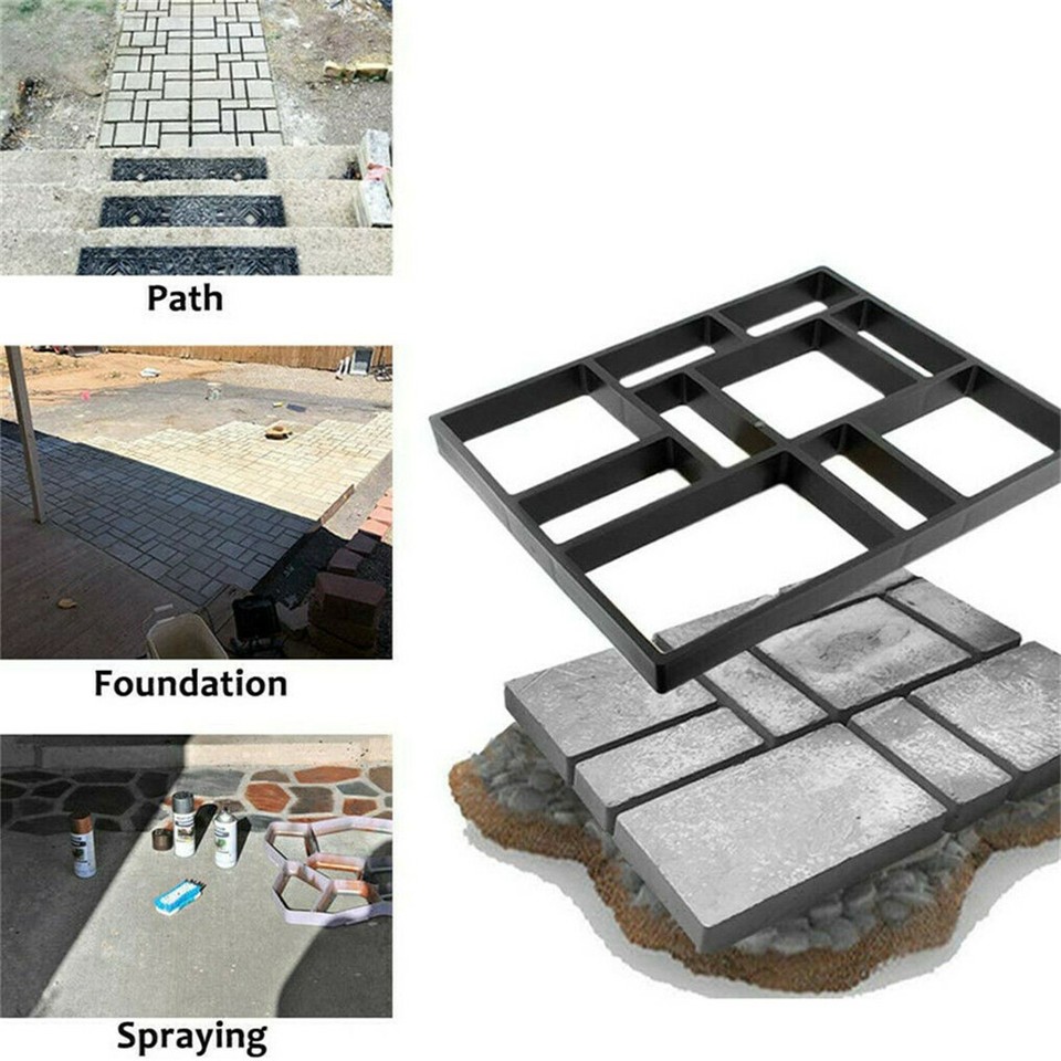 10Grids Garden Paving Brick Patio Concrete Slabs Maker Path Driveway Stone Mould - Image 4