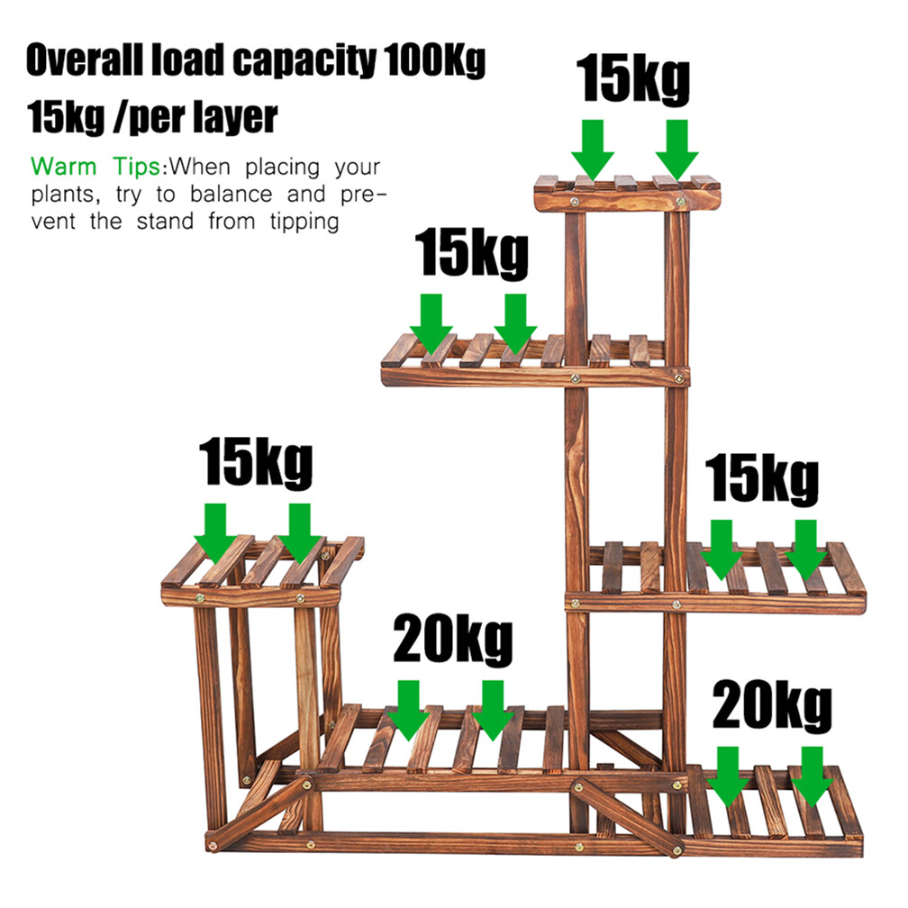 6-Tier Rustic Wooden Step Plant Stand - Image 7