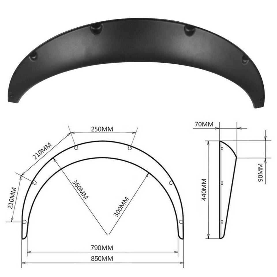 4 Pcs Universal Car Fender Flares Flexible Durable Body Wheel Extra Wide Arches - Image 5