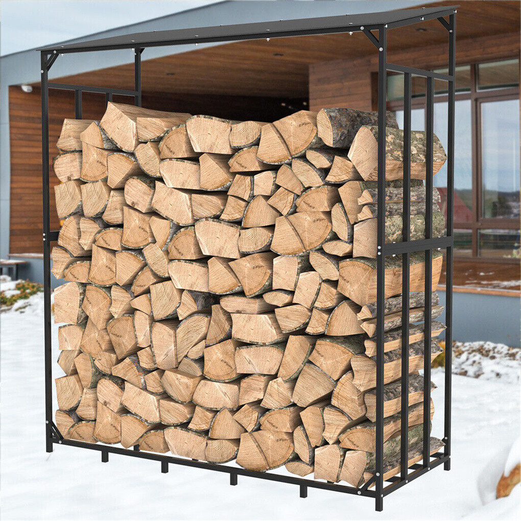 Heavy Duty Firewood Log Rack Large Storage Holder Shed Rack Outdoor Garden Yard - Image 6