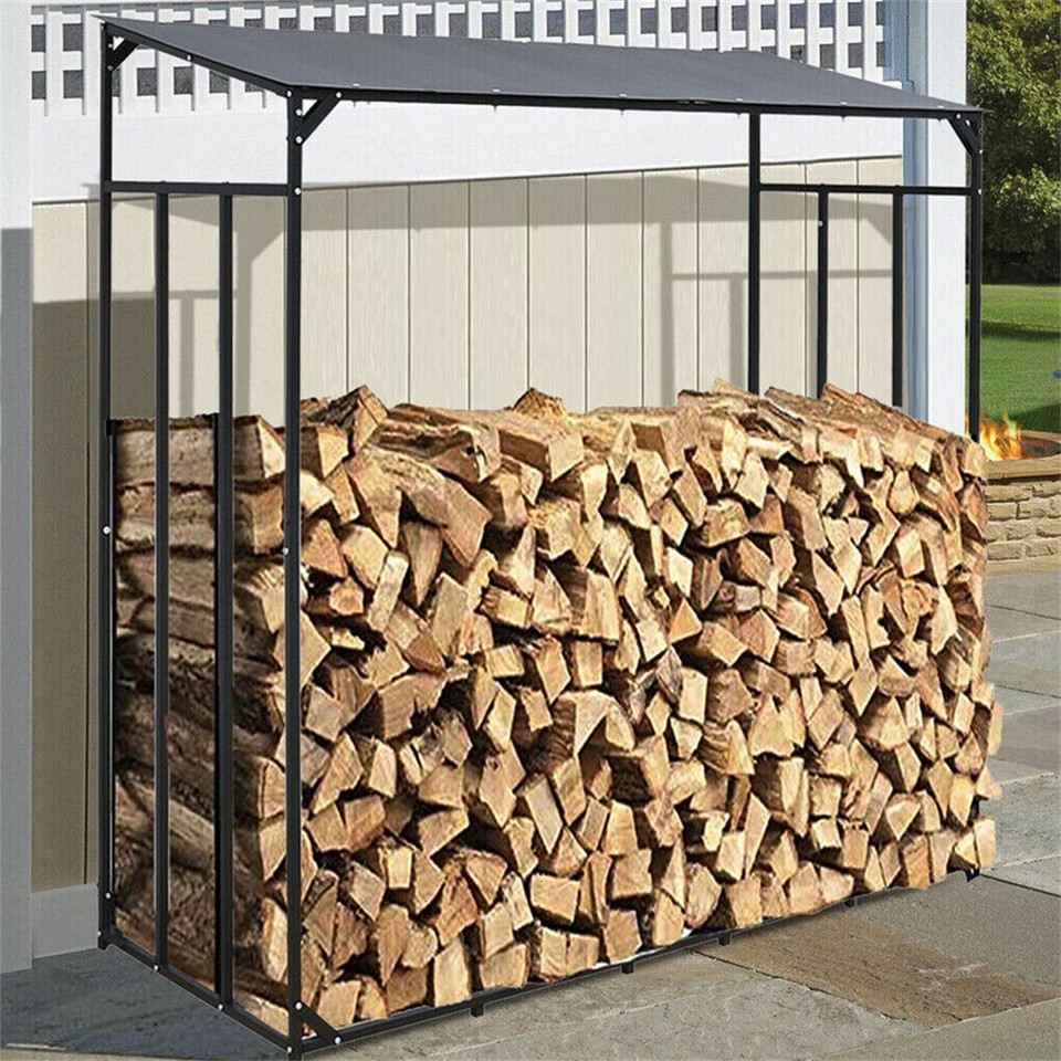 Heavy Duty Firewood Log Rack Large Storage Holder Shed Rack Outdoor Garden Yard - Image 8