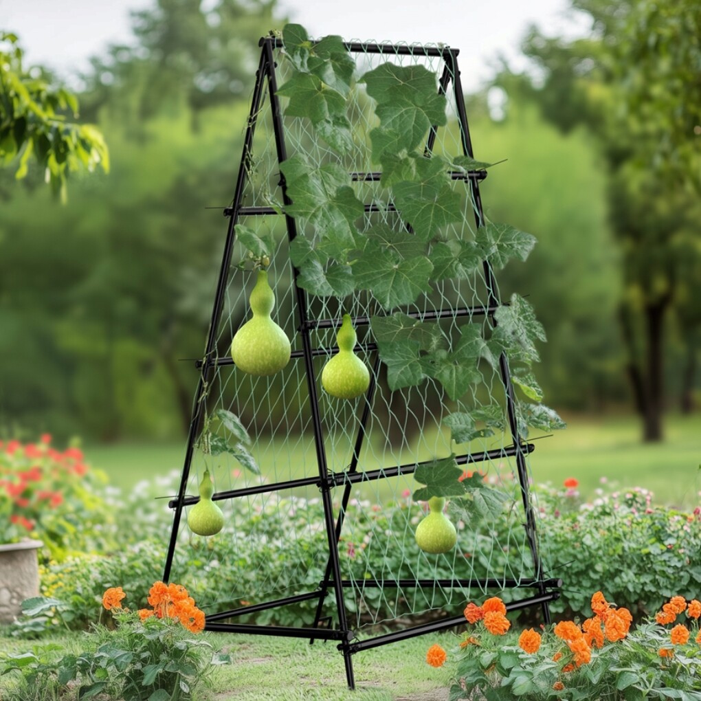 FIN Metal Garden Trellis Arch Climbing Plants Grow Support Frame with Ground Spikes - Image 2