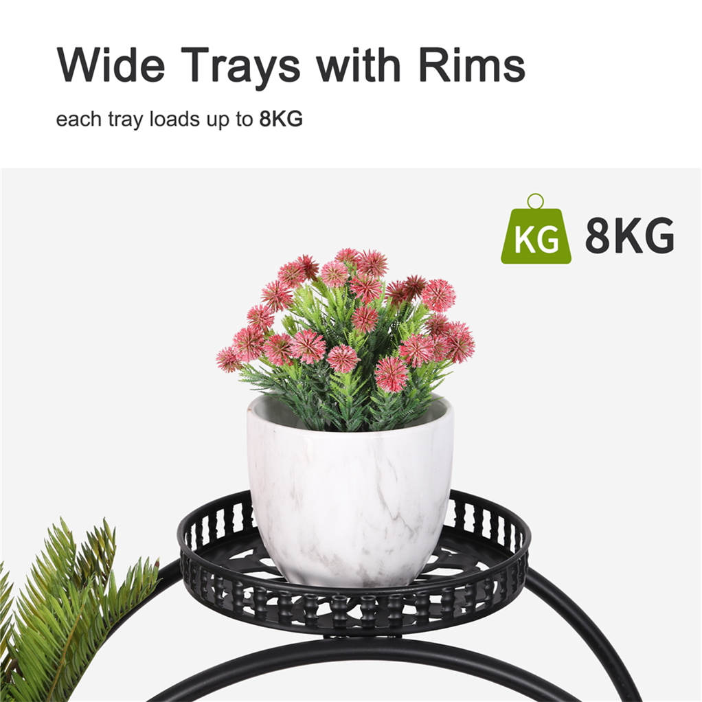 Metal Plant Stand Rack 4Tier Indoor Flower Pot Stand with Wheels for Living Room - Image 6