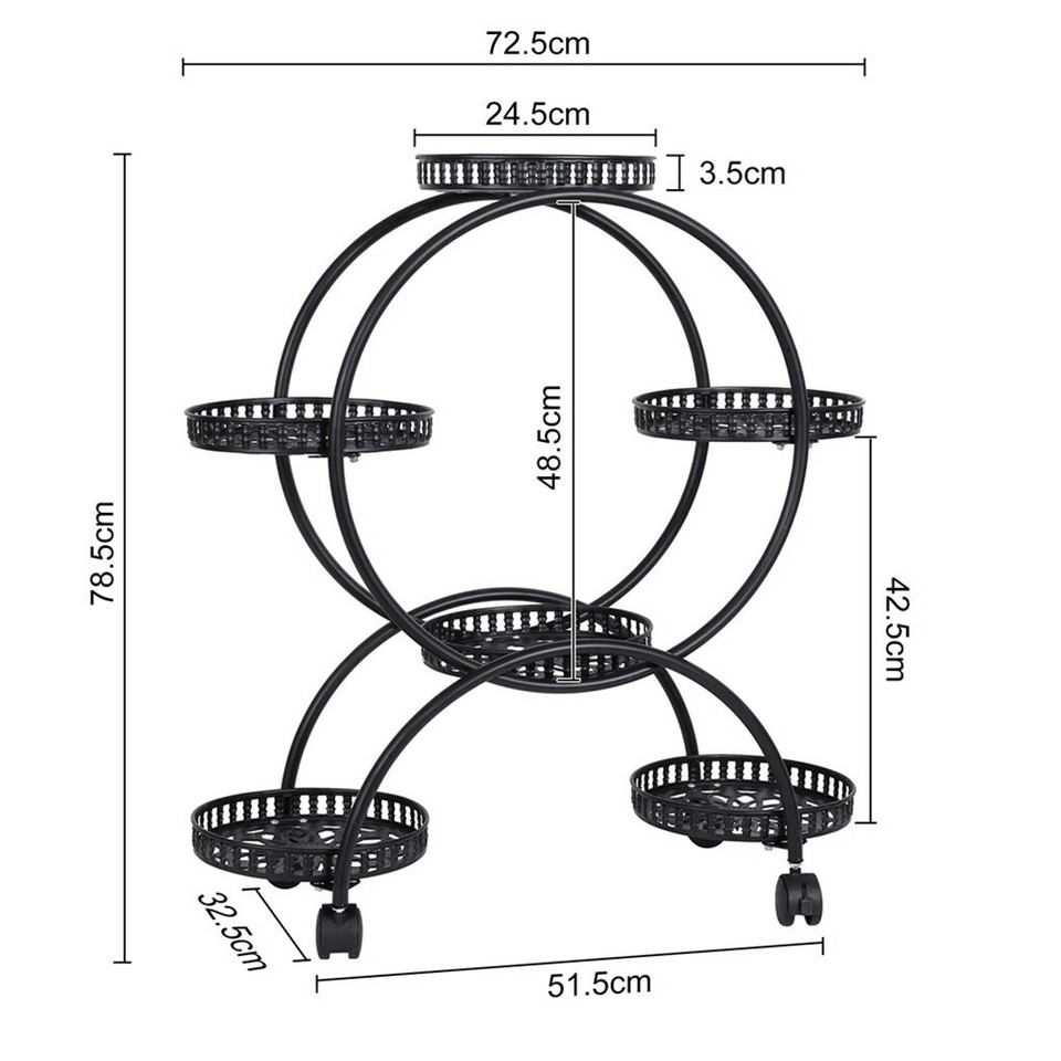 Metal Plant Stand Rack 4Tier Indoor Flower Pot Stand with Wheels for Living Room - Image 8
