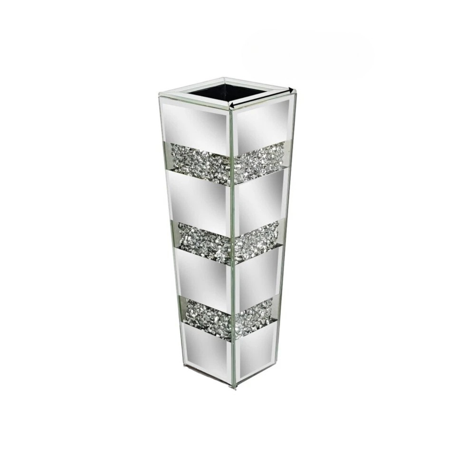 P&P Silver Diamond Inlaid Table Vase, Modern Decorative Centerpiece for Home - Image 1
