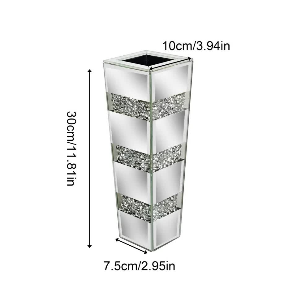 P&P Silver Diamond Inlaid Table Vase, Modern Decorative Centerpiece for Home - Image 4