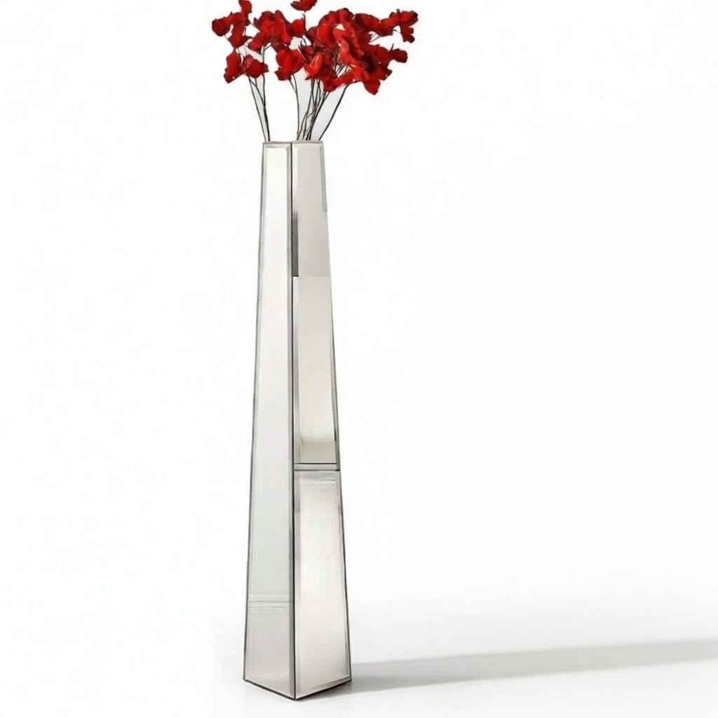 Large Silver Floor Vase 30 Inch Tall Glass Vase for Living Room Decoration & Branch Display - Image 1