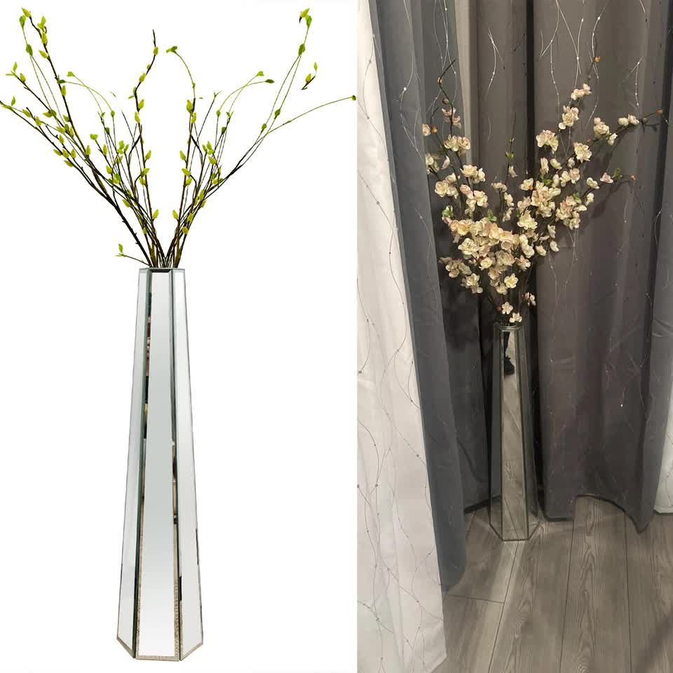 Large Silver Floor Vase 30 Inch Tall Glass Vase for Living Room Decoration & Branch Display - Image 3