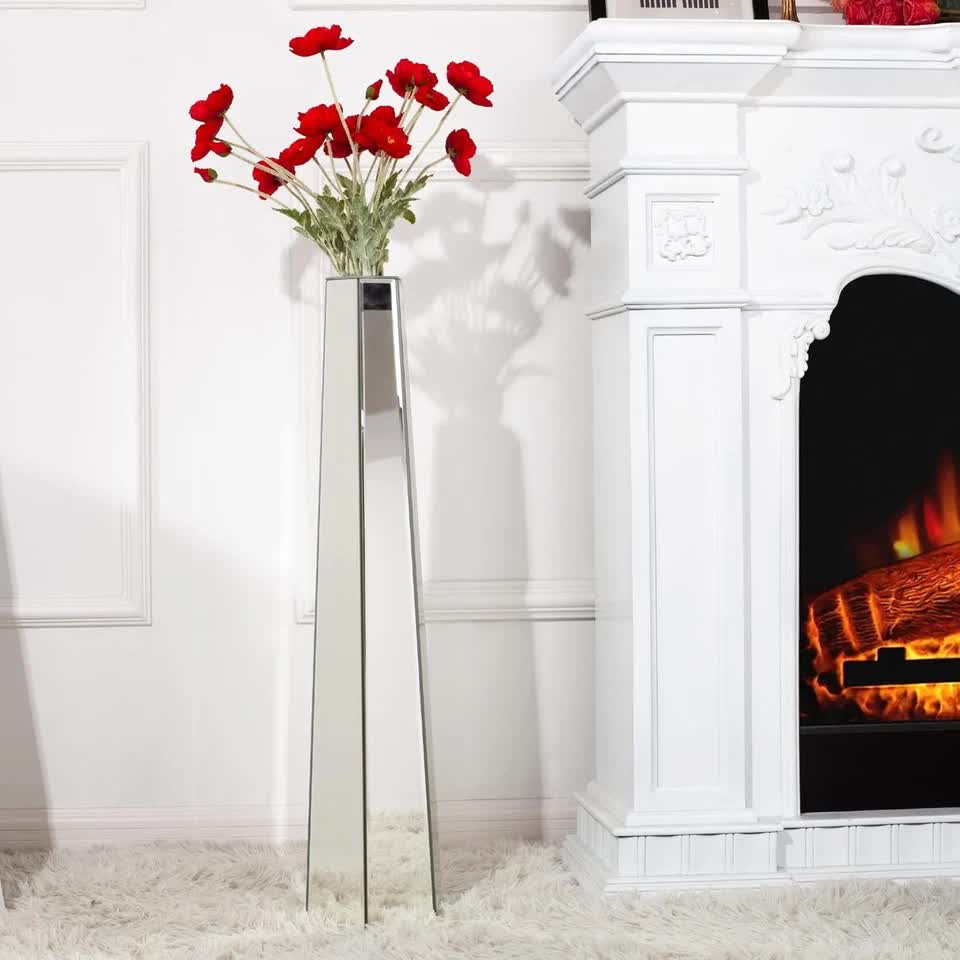 Large Silver Floor Vase 30 Inch Tall Glass Vase for Living Room Decoration & Branch Display - Image 4