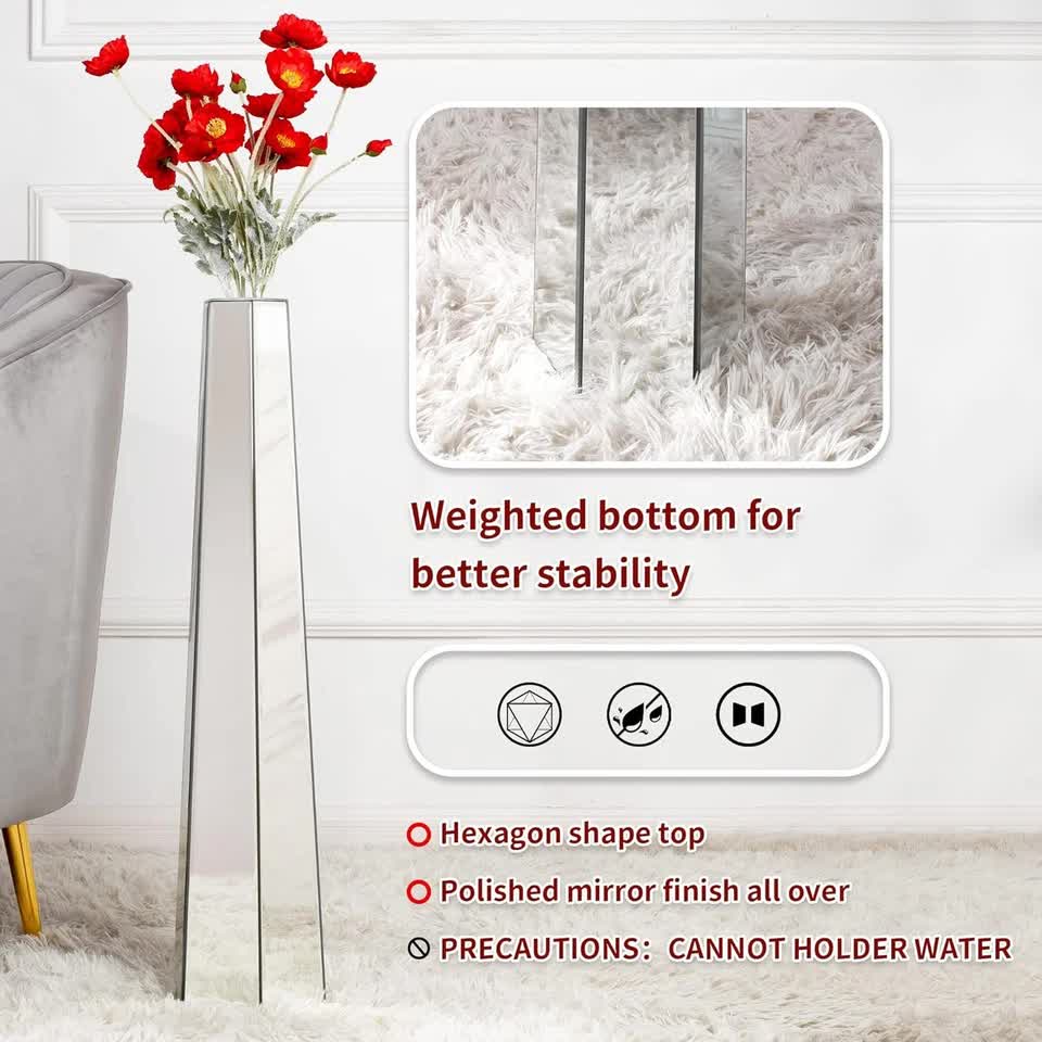 Large Silver Floor Vase 30 Inch Tall Glass Vase for Living Room Decoration & Branch Display - Image 5