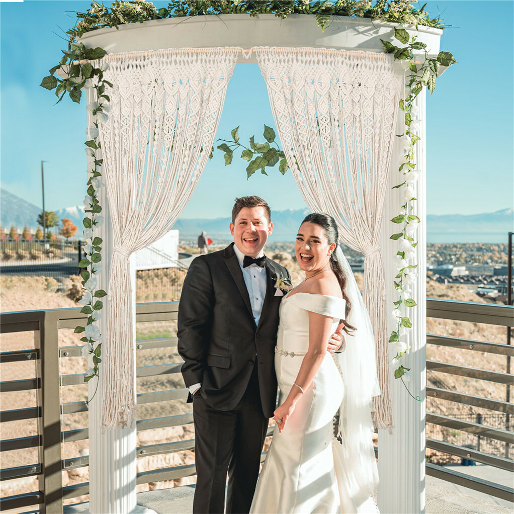 Boho Chic Macrame Tapestry Wedding Backdrop Arch Door Window Hanging Curtains - Image 4