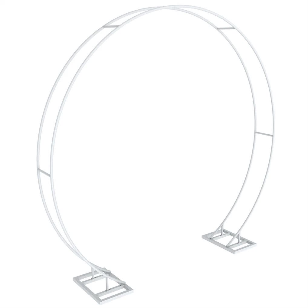 Round Arch Backdrop Stand for Wedding Party Metal Pipe Frame Archway Decoration Indoor Outdoor Double Rails 2.2m - Image 1