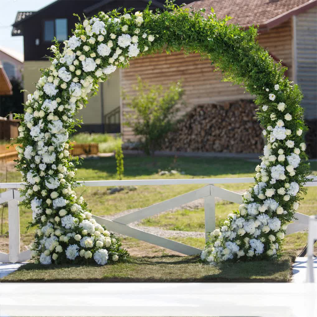 Round Arch Backdrop Stand for Wedding Party Metal Pipe Frame Archway Decoration Indoor Outdoor Double Rails 2.2m - Image 3