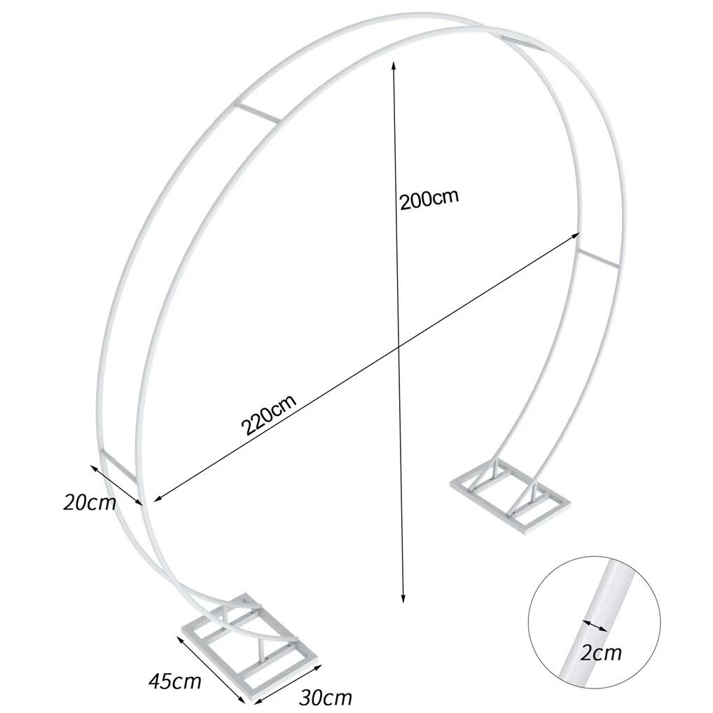 Round Arch Backdrop Stand for Wedding Party Metal Pipe Frame Archway Decoration Indoor Outdoor Double Rails 2.2m - Image 4