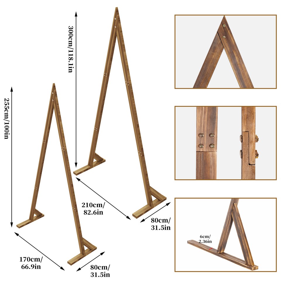 Set of 2 Nesting Wood Wedding Arch Huge Decorative Garden Wedding Backdrop Stand - Image 6