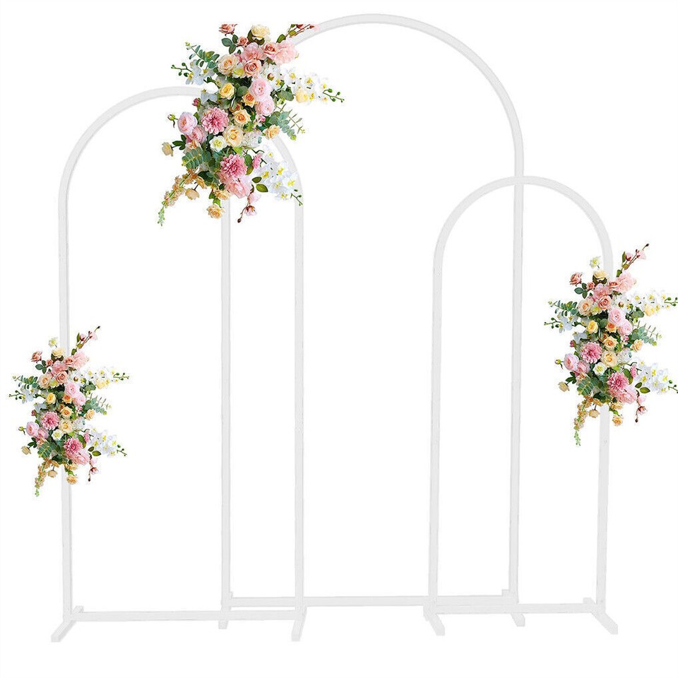Fin Set Of 3 Wedding Arch Balloon Frame Metal Arch Backdrop Stand Birthday Party - Image 1