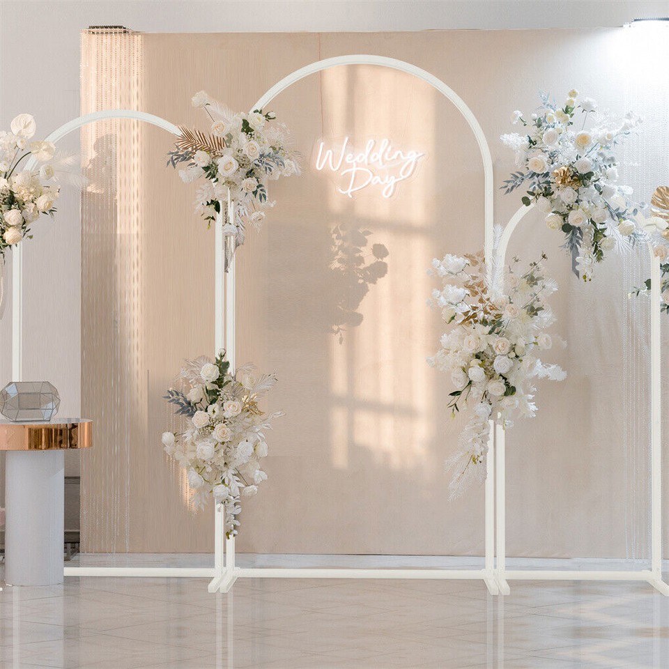 Fin Set Of 3 Wedding Arch Balloon Frame Metal Arch Backdrop Stand Birthday Party - Image 3