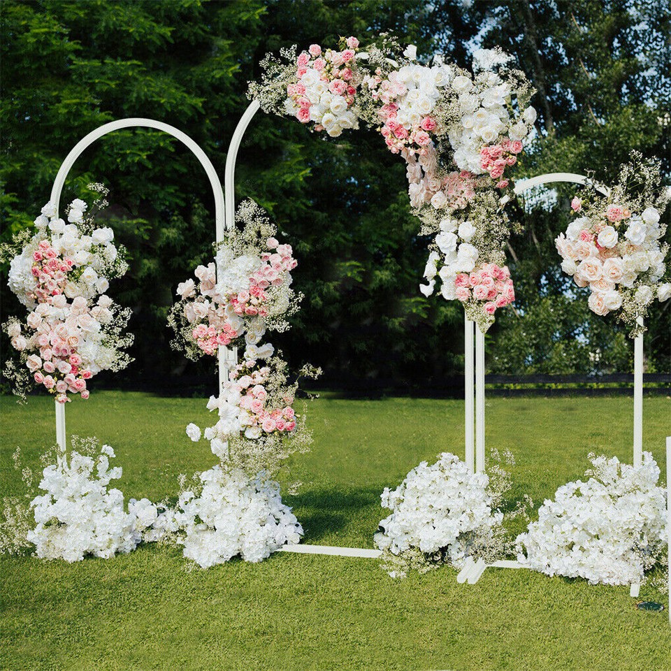 Fin Set Of 3 Wedding Arch Balloon Frame Metal Arch Backdrop Stand Birthday Party - Image 4