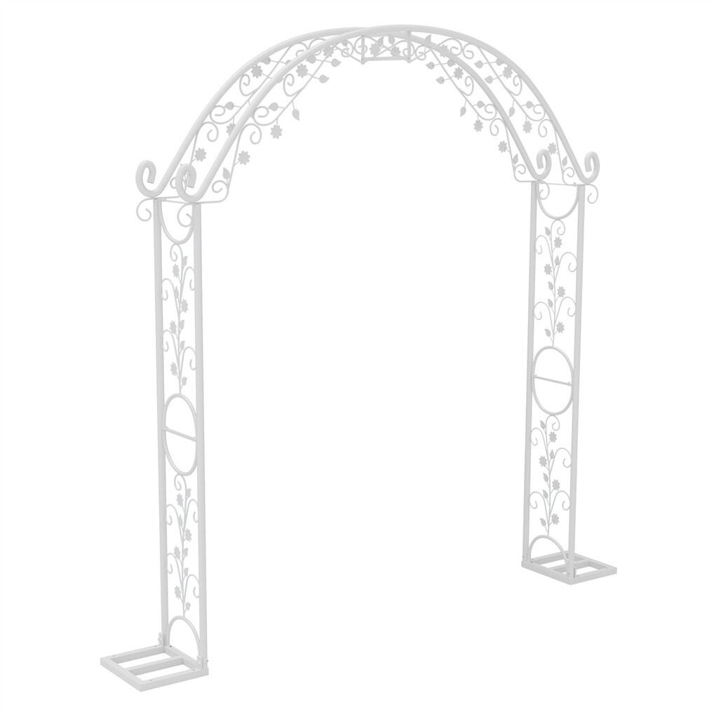Fin Xl Decorative Double Rails Iron Arbor Garden Archway Trellis Metal Wedding Arch - Image 1