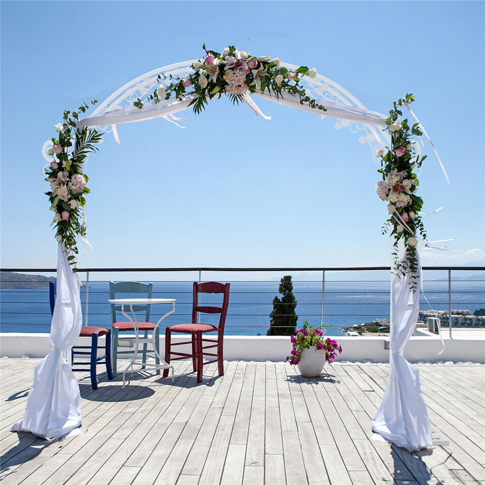 Fin Xl Decorative Double Rails Iron Arbor Garden Archway Trellis Metal Wedding Arch - Image 6