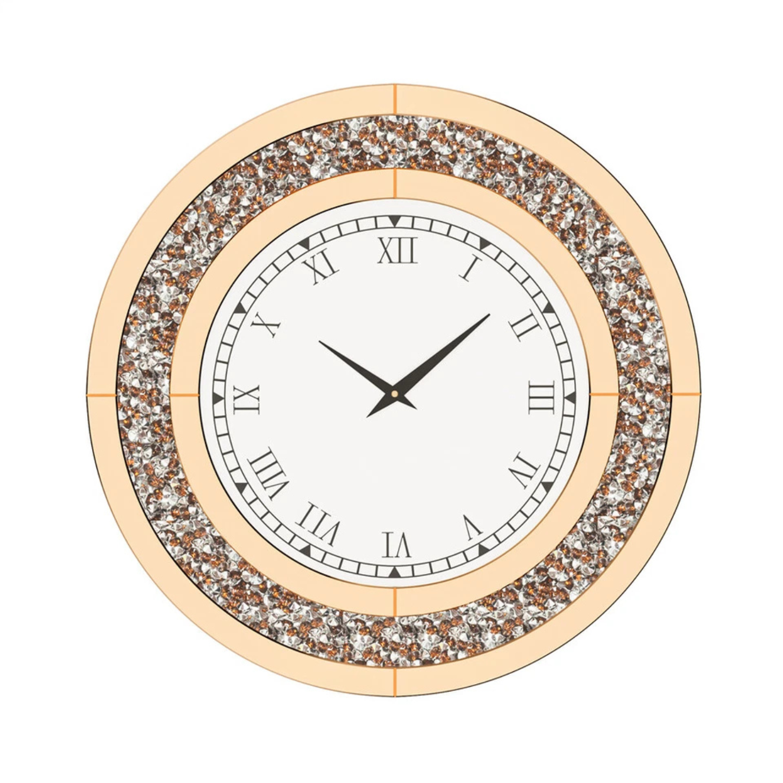 P&P Brown Crushed Diamond Oversized Wall Clock Elegant Accent 80x80cm - Image 1