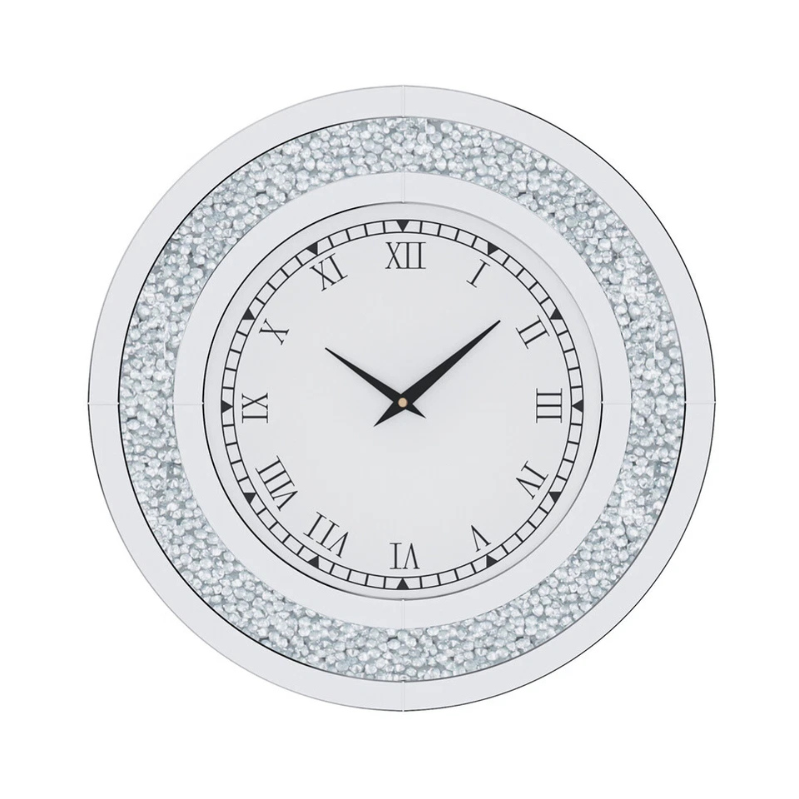 P&P Silver Crushed Diamond Square Wall Clock Luxury Decorative 60x60cm - Image 1