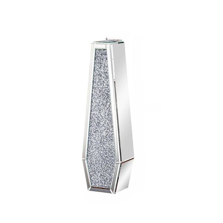 Silver Mirrored Floor Vase Luxury Diamond Flower Vase Living Room Home Office - Image 1