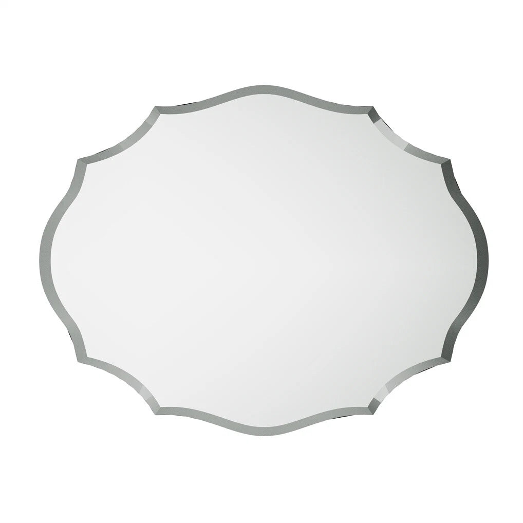 Beveled Silver Oval Wall Mirror Versatile Frameless Design for Vertical or Horizontal Display - Image 1