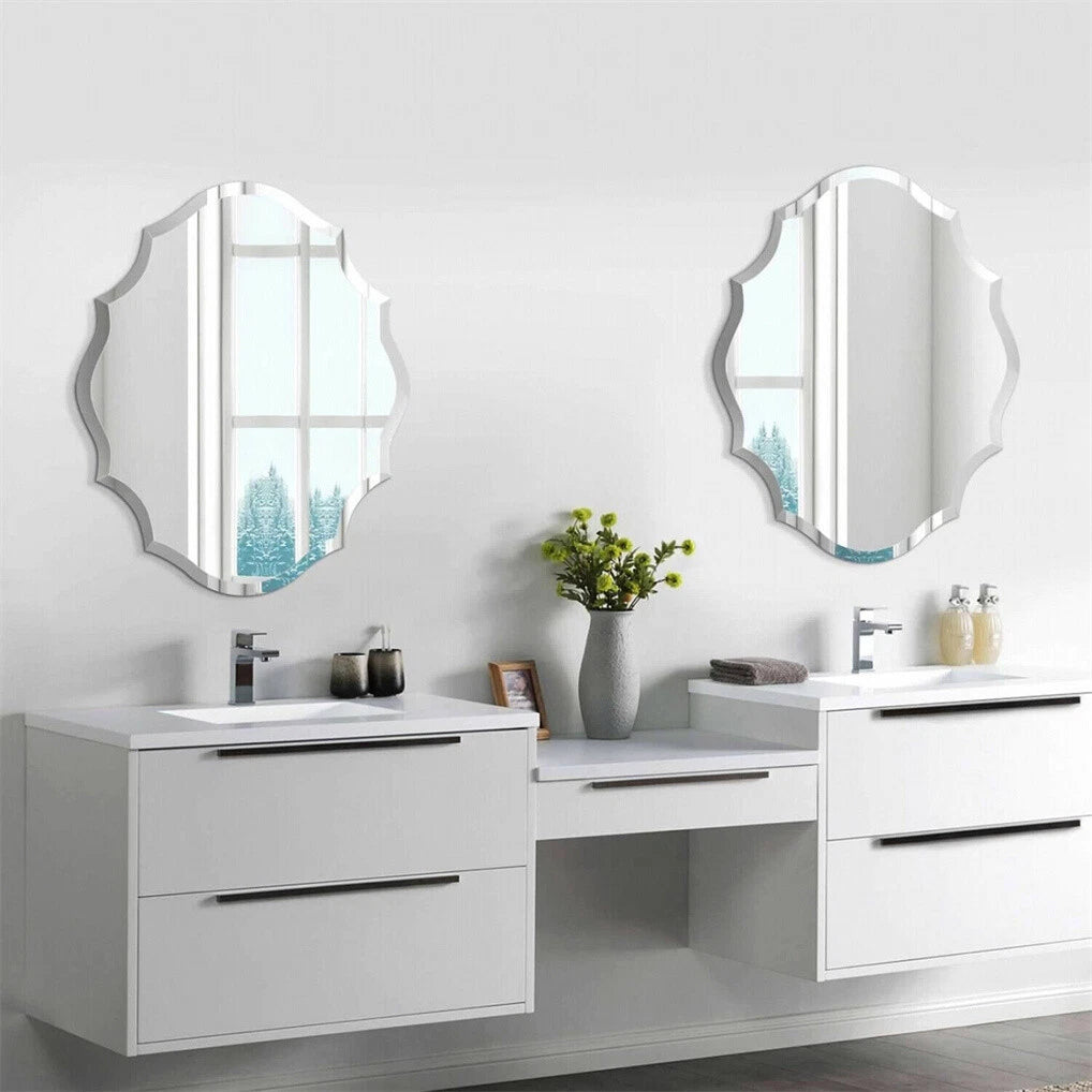 Beveled Silver Oval Wall Mirror Versatile Frameless Design for Vertical or Horizontal Display - Image 3