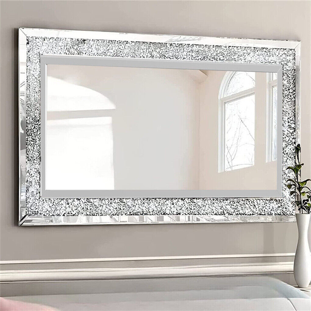 Xxxl Large Gorgeous Diamond Wall Mirror Crushed Crystal Long Full Length Mirror - Image 1