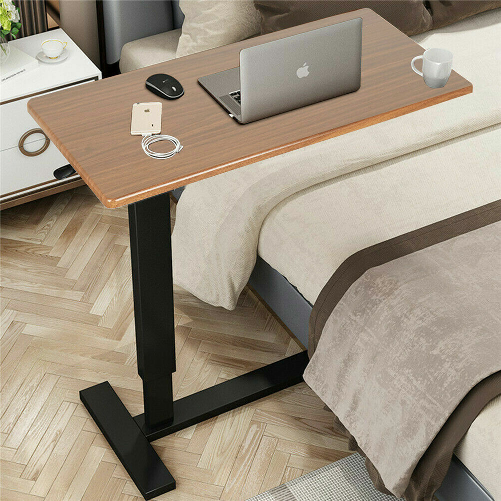 Non Tilt Top Overbed Bedside Table with Auto-Touch Adjustable Height Wheels - Image 3