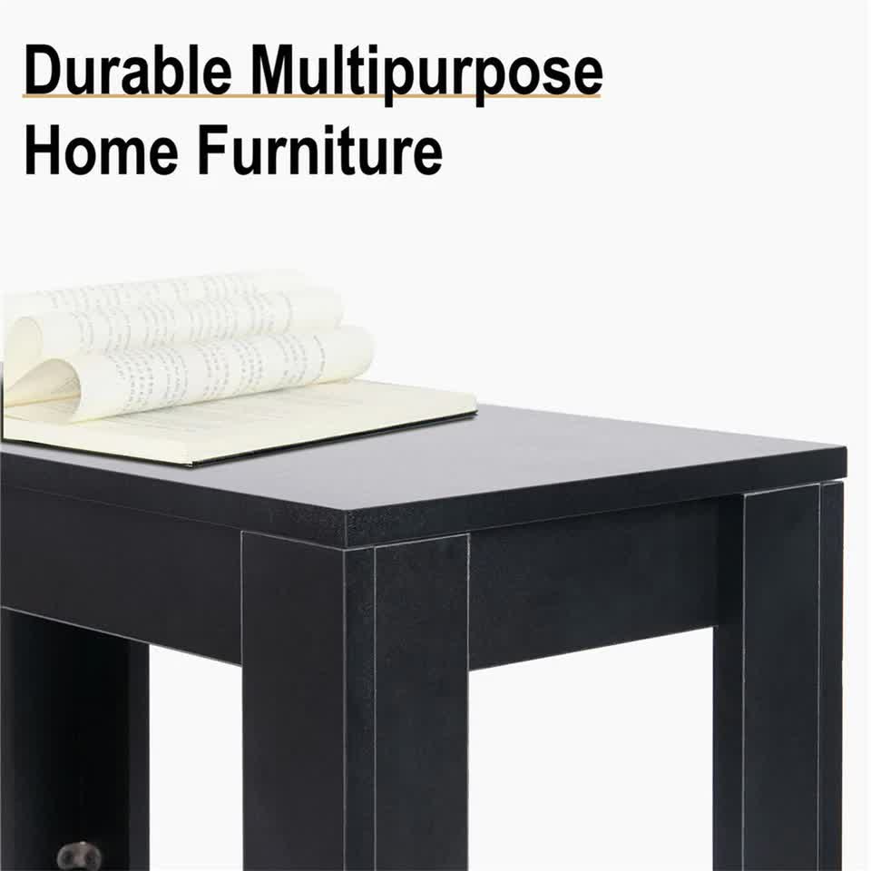 Rustic 2 Tier Side Table Open Accent Table Bedside Storage Slim Coffee End Table - Image 6