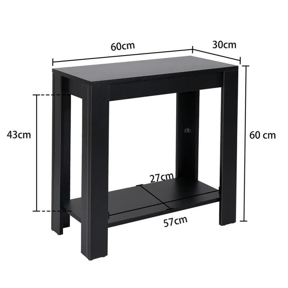 Rustic 2 Tier Side Table Open Accent Table Bedside Storage Slim Coffee End Table - Image 7