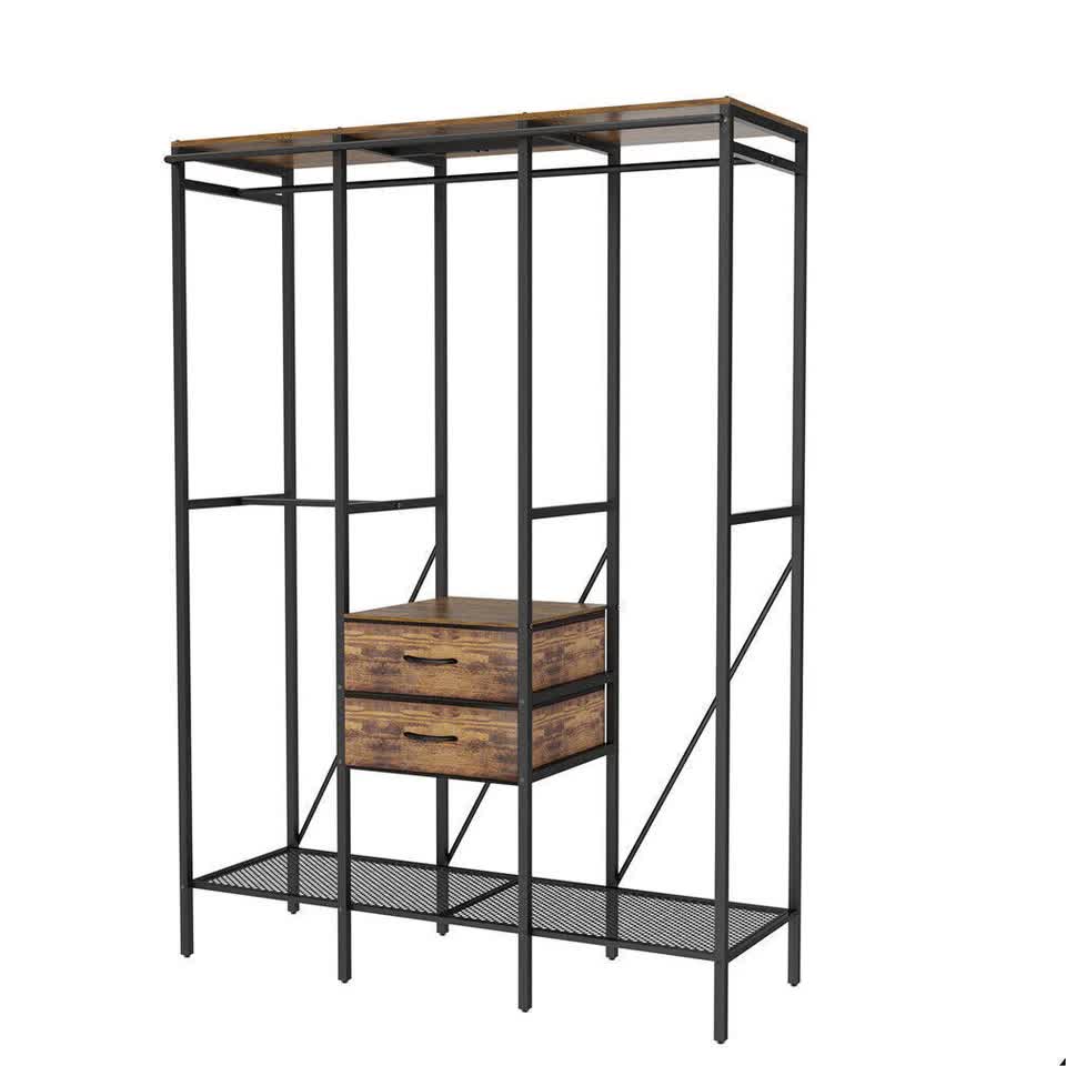 XXXL Large Open Wardrobe Closet - Freestanding Clothes Rail Rack with Curtains (AU) - Image 1