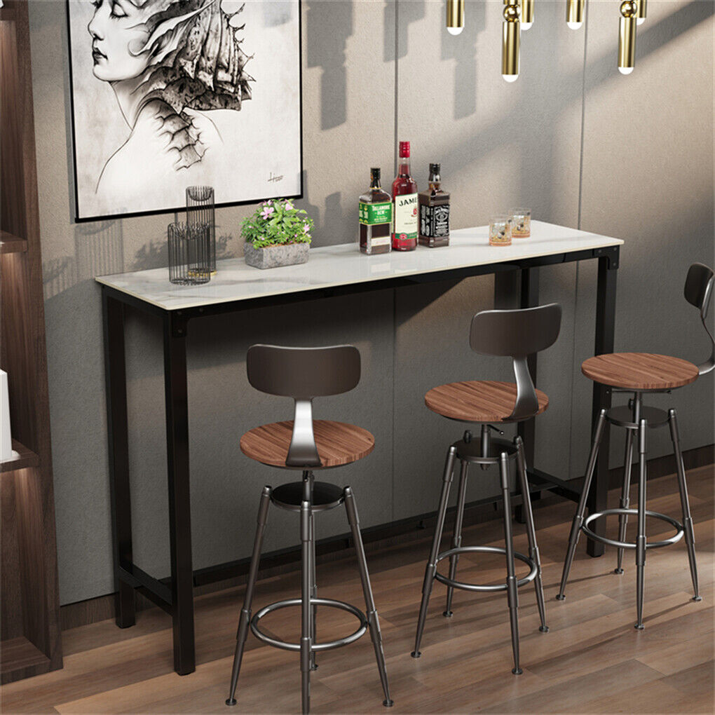 Xxl Marble Kitchen Bar Table Counter Breakfast Dining Table W/ Thicken Metal Leg - Image 2