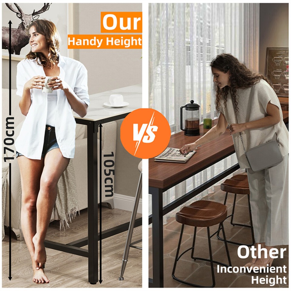 Xxl Marble Kitchen Bar Table Counter Breakfast Dining Table W/ Thicken Metal Leg - Image 8