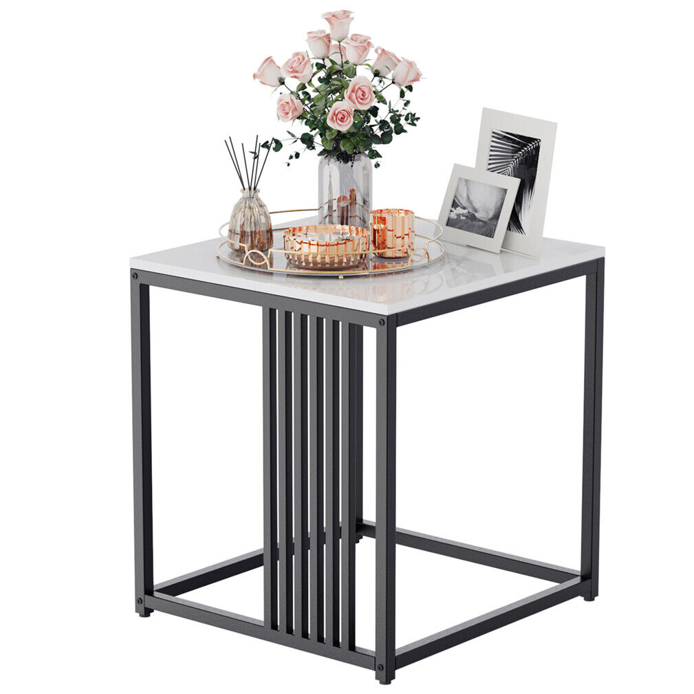 Luxury square side table marble stone-Black frame - Image 1