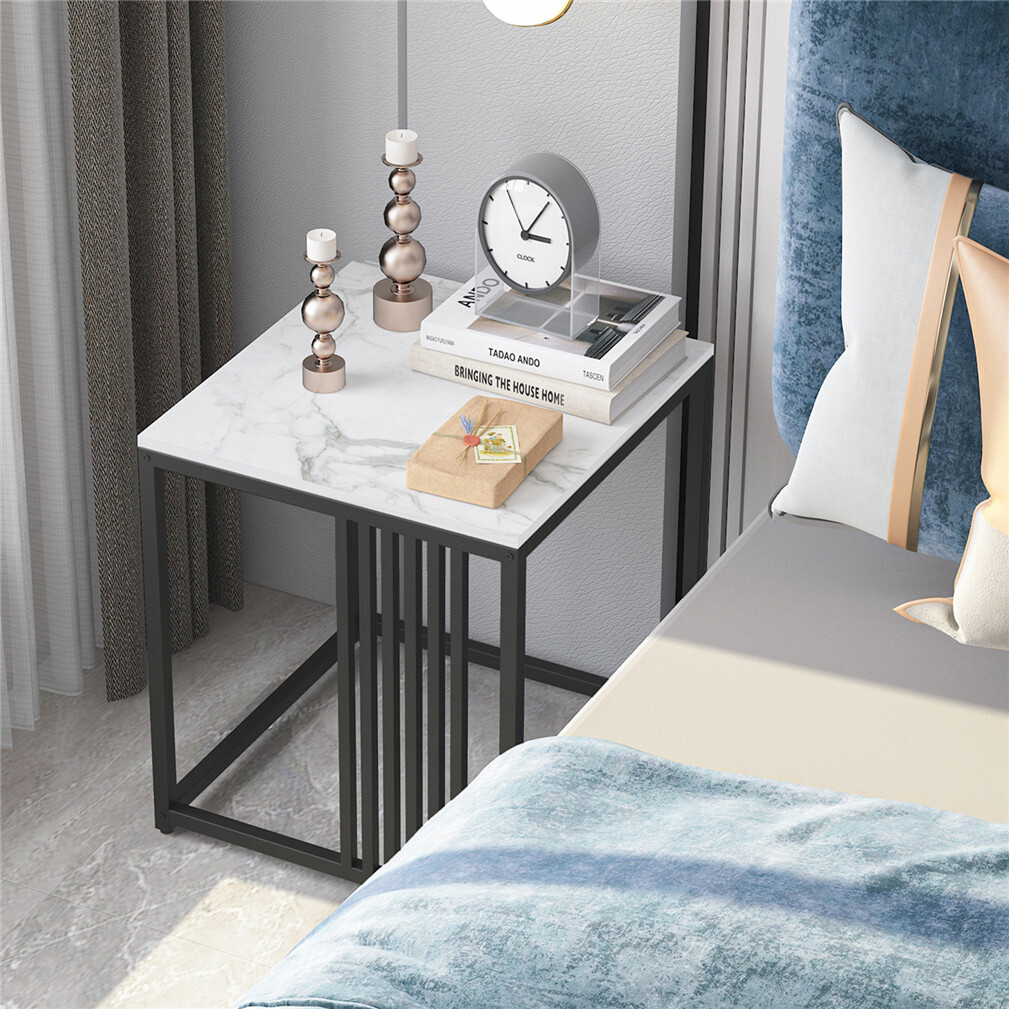 Luxury square side table marble stone-Black frame - Image 3