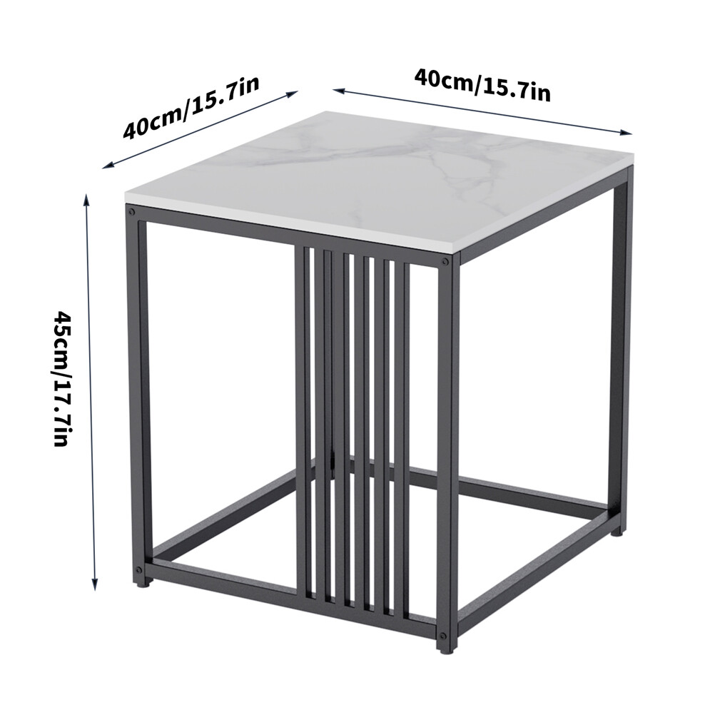 Luxury square side table marble stone-Black frame - Image 7