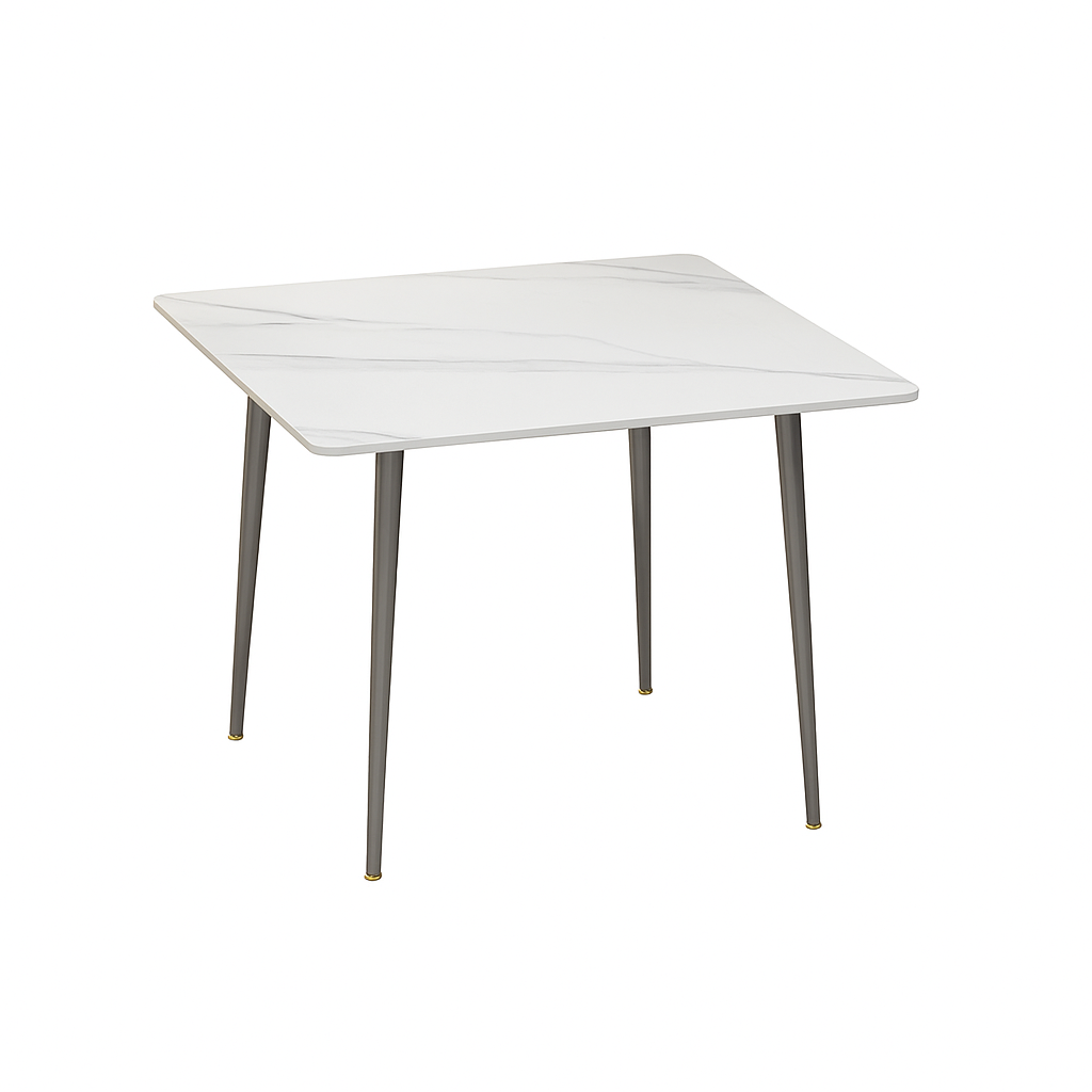 White Sintered Stone Dining Table With Black Legs For Modern Interiors - Image 1
