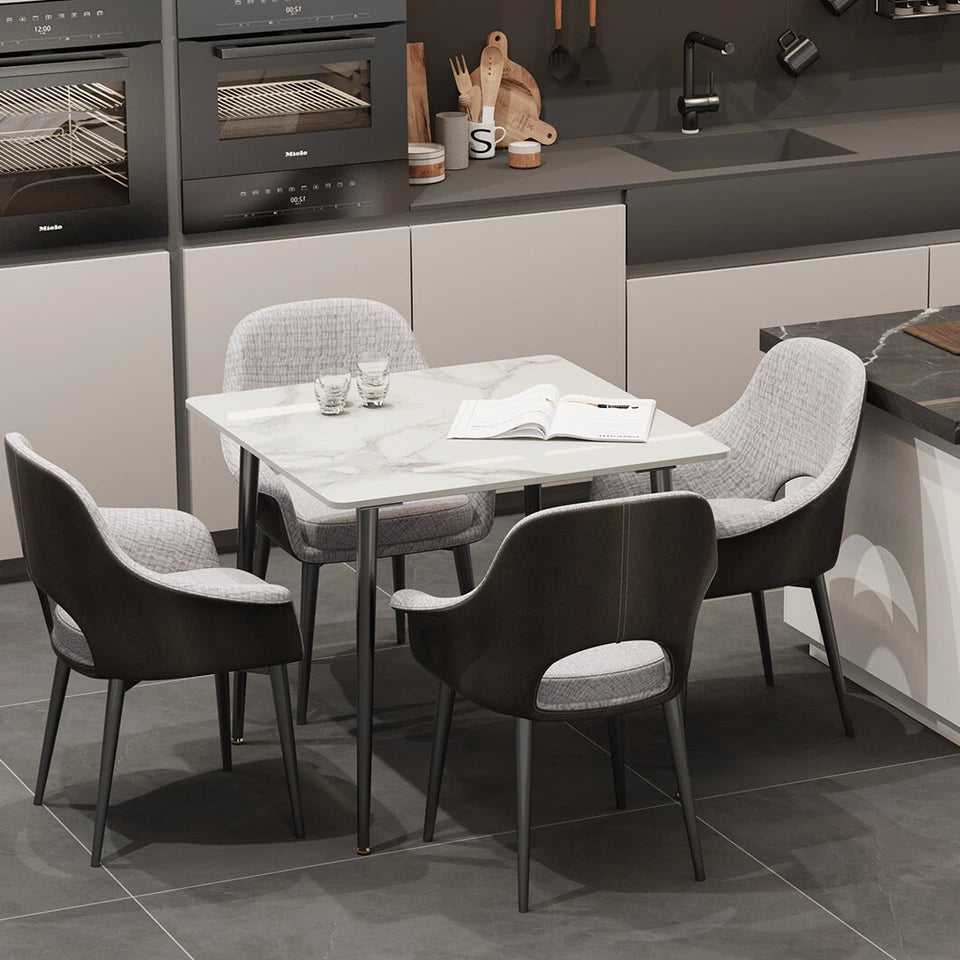 White Sintered Stone Dining Table With Black Legs For Modern Interiors - Image 2