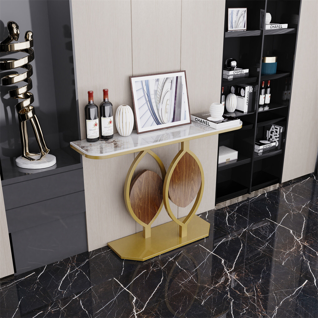 Noble and Elegant Sintered Stone Console Table Hallway Table with Strong Metal Frame - Image 5